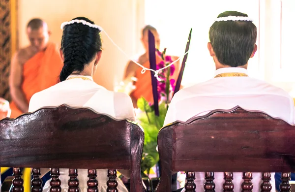 Exotic Wedding ceremony in Traditional Thai style temple — Stock Photo, Image