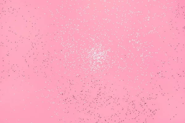 Cae Brillo Plateado Sobre Fondo Rosa Pastel Concepto Festivo —  Fotos de Stock