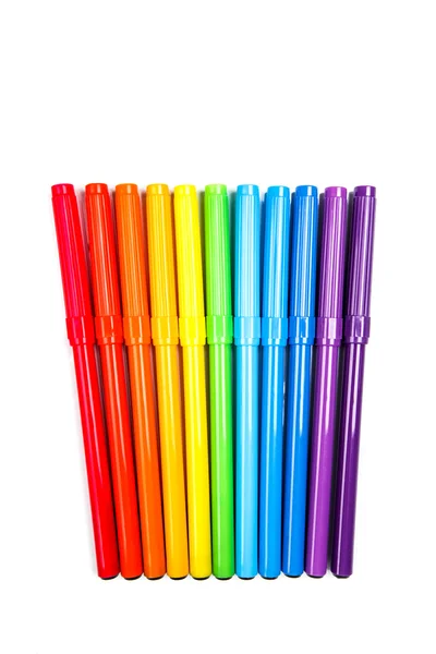 Rainbow of felt tip pens — Stock Photo, Image