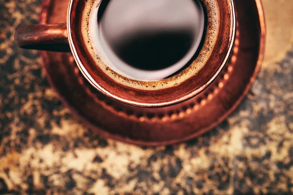 Vintage cup of coffee, top view — Stock Photo, Image