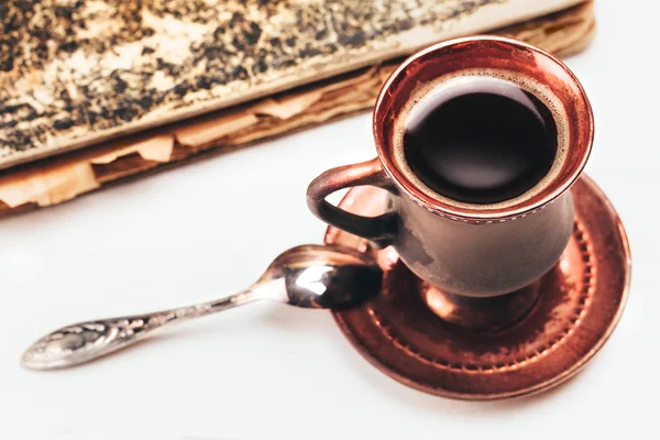 Vintage cup of coffee, closeup — Stock Photo, Image