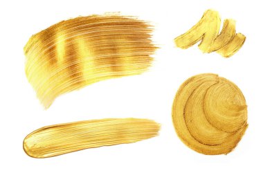 Altın boya konturları tasarımınız için kümesi. Beyaz arka plan üzerinde izole. Her öğe de gibi arka planda metin için kullanılabilir.