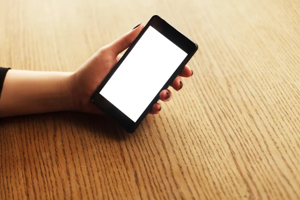 Woman hands holding smartphone — Stock Photo, Image