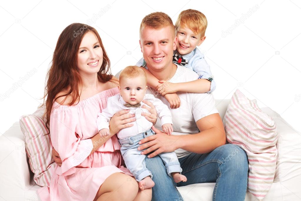 Happy parents with children