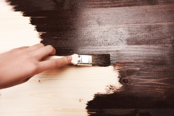 Helft geschilderd houten oppervlak — Stockfoto