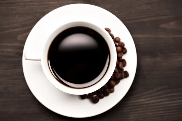 Weiße Tasse Kaffee, Draufsicht — Stockfoto