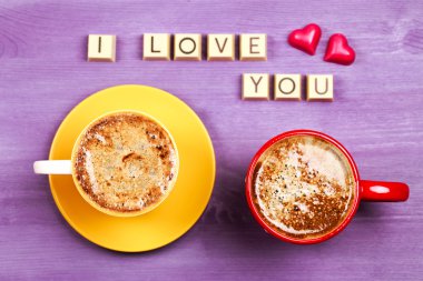 Kahve ve çikolata tatlılar seni seviyorum