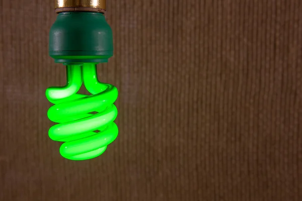 Green CFL Light Bulb Close-up — Stock Photo, Image