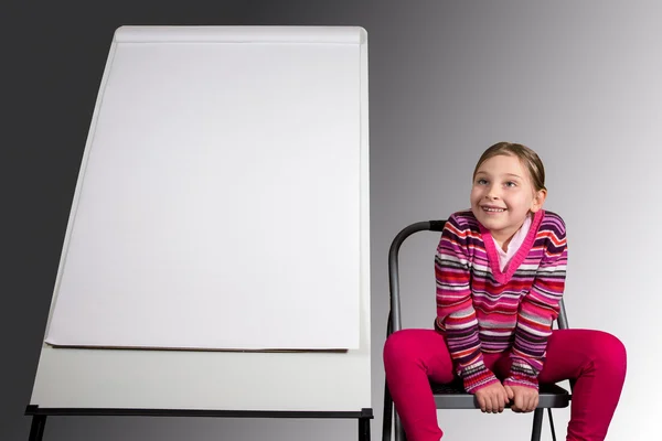 Seated Girl with Message Board — Stock Photo, Image