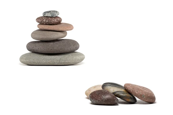 Colorful Stones and Stone Cairn Isolated on White — Stock Photo, Image