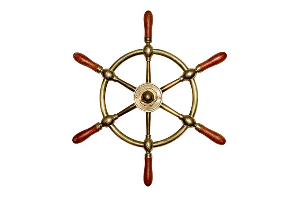 Isolated Brass Ship's Wheel — Stock Photo, Image