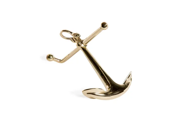 Isolated Brass Ship Anchor — Stock Photo, Image