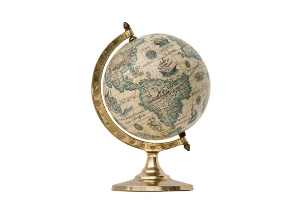 Old Style World Globe - Isolated on White Stock Image