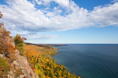 Colorful Lake Superior Shoreline with Dramatic Sky clipart
