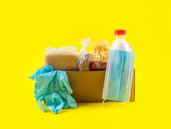 Safe food delivery concept on yellow background