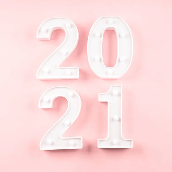 2021 New year numbers on pink background — Stock Photo, Image