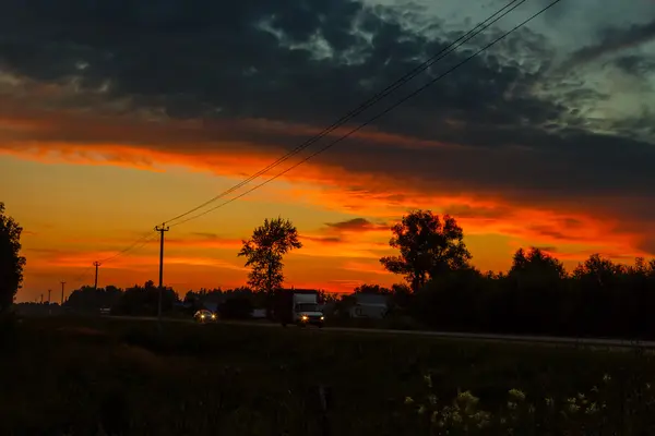 Sunset over the road — Stock Photo, Image