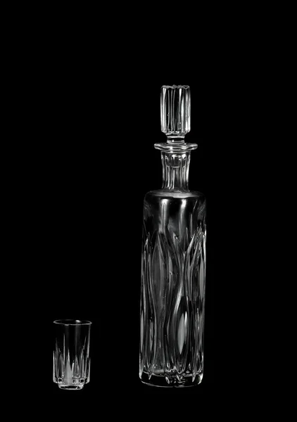 Crystal decanter and glass — Stock Photo, Image