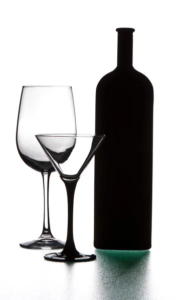 Botella y gafas de vino —  Fotos de Stock