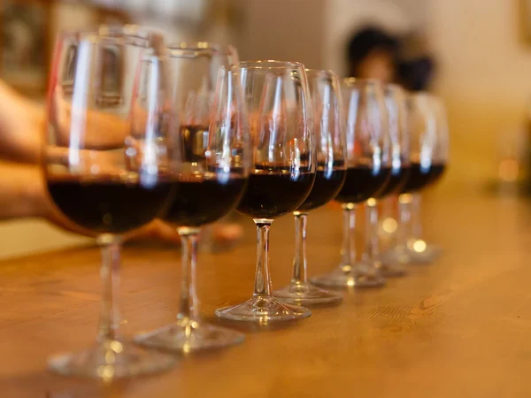 Process of tasting of red wine — Stock Photo, Image