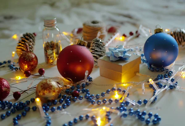 Accessories Christmas New Year Home Decor Yellow Flashing Light Handmade — Stock Photo, Image
