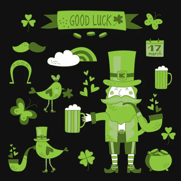 Ensemble d'éléments de design vectoriel Saint-Patrick — Image vectorielle