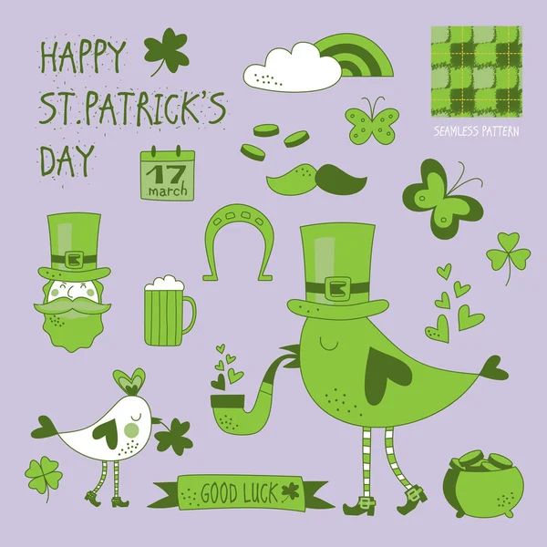 St. Patrick 's Day vektor tervezési elemek készlet — Stock Vector