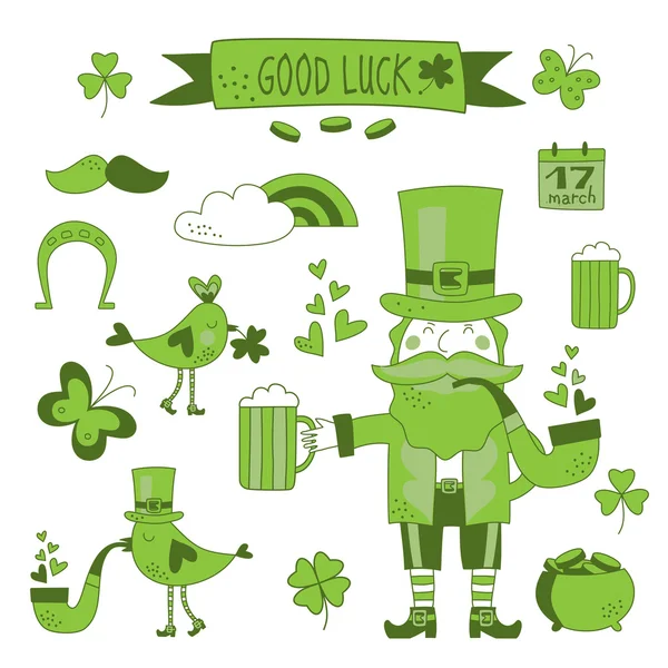 Ensemble d'éléments de design vectoriel Saint-Patrick — Image vectorielle