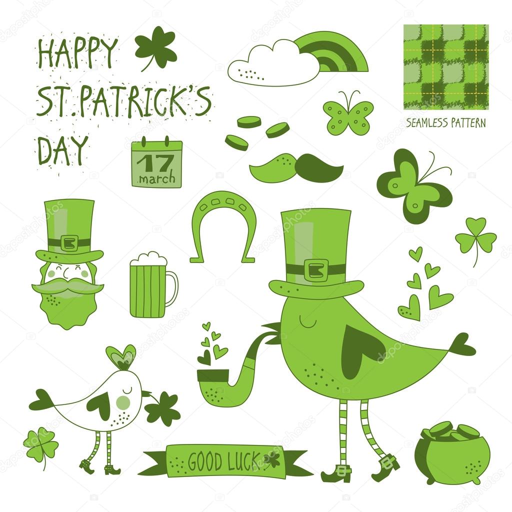 St. Patrick's Day vector design elements set 