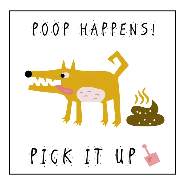 Cartoon vector illustration of cute dog dumped poop — Stock Vector