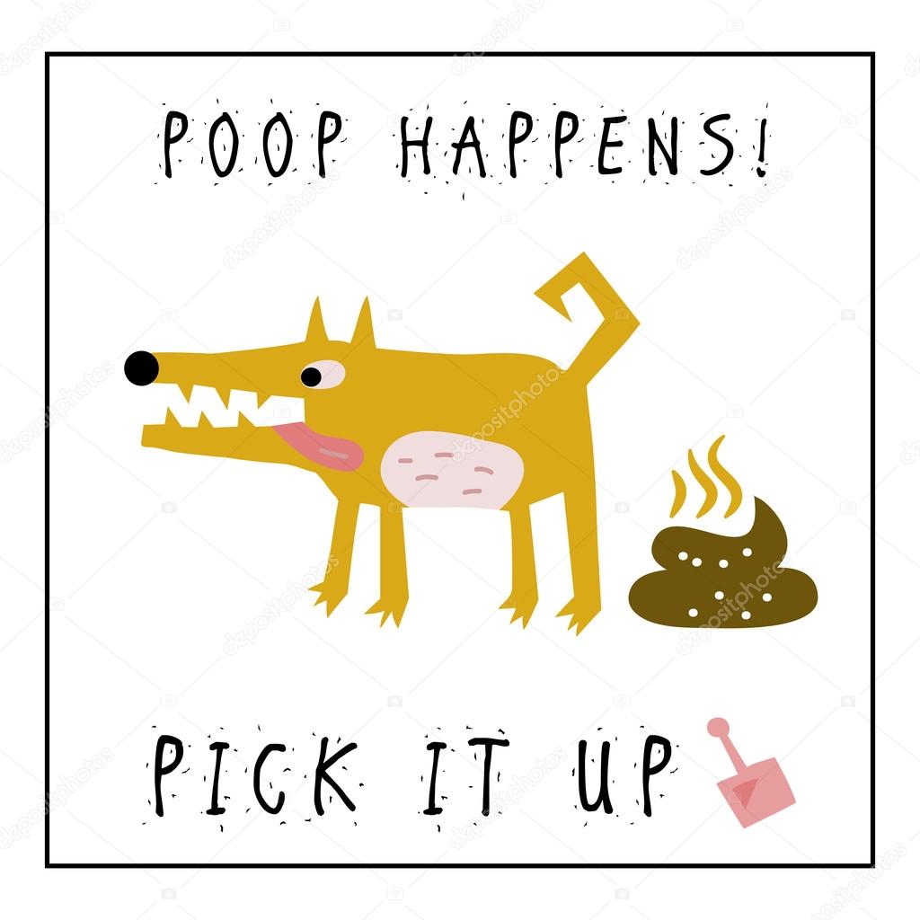 cartoon vector illustration of cute dog dumped poop