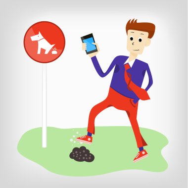 bir telefon ile komik adam köpek Poo geliyor