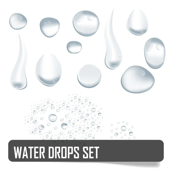 Rain Fresh Clear water DROPS realistische set geïsoleerd vector Illus — Stockvector