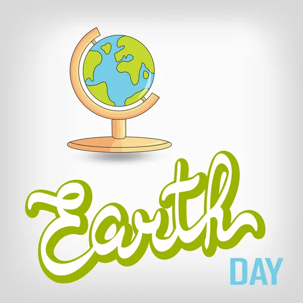 Earth Day Vektor Illustration mit handgezeichnetem Wort Erde, Globus. — Stockvektor