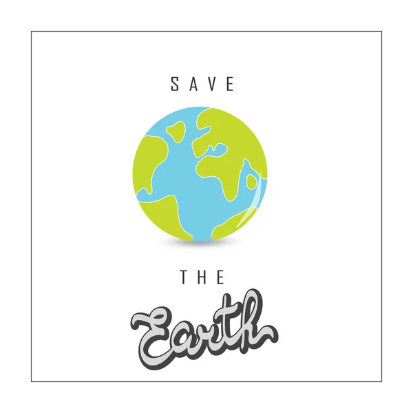 Earth Day Vektor Illustration mit handgezeichneten Wort, Planet und — Stockvektor