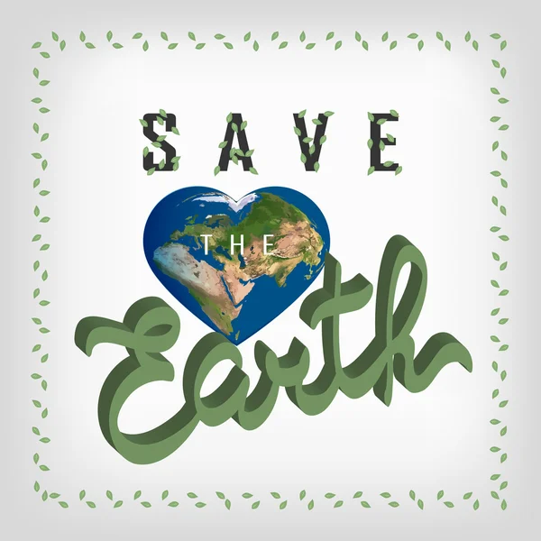 Greeting card with Earth day. Earth in heart shape — Stock Vector