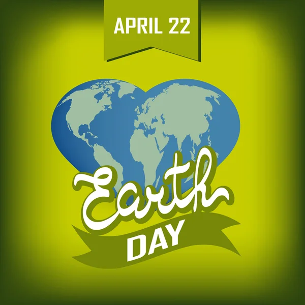 Greeting card with Earth day. Earth in heart shape — Wektor stockowy