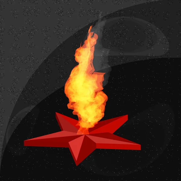 Eeuwige vlam. vlam komt uit rode ster te behalen — Stockvector