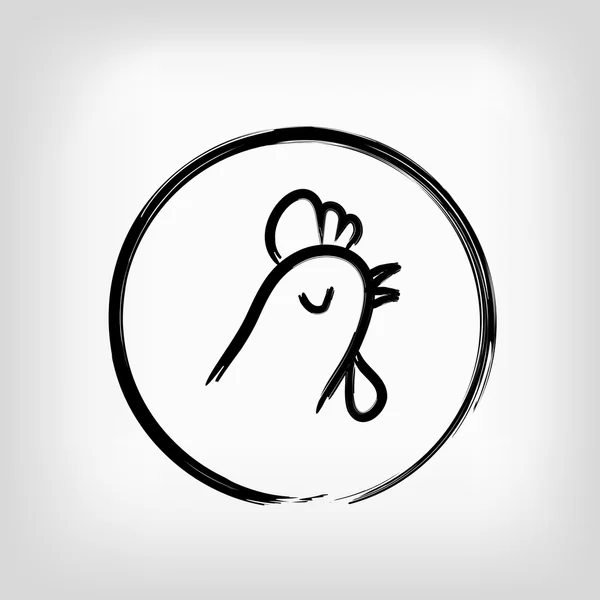 Logotipo dibujado a mano de un gallo — Vector de stock
