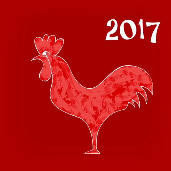 Gallo rojo - un símbolo del nuevo 2017 — Vector de stock