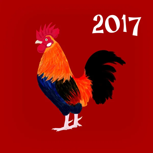 Roter Hahn als tierisches Symbol des chinesischen Neujahrs 2017 — Stockvektor