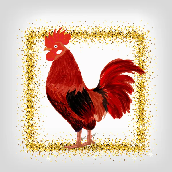 Red Rooster as animal symbol of Chinese New year 2017 — Stock Vector