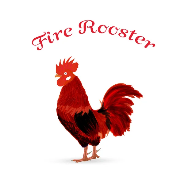 Fuego Gallo Rojo como símbolo animal de Año Nuevo Chino 2017 — Vector de stock