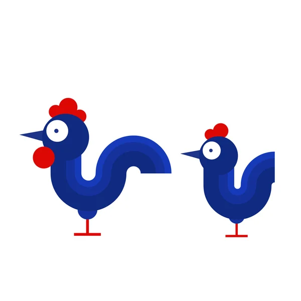 Schattige kippen familie - haan en kip — Stockvector