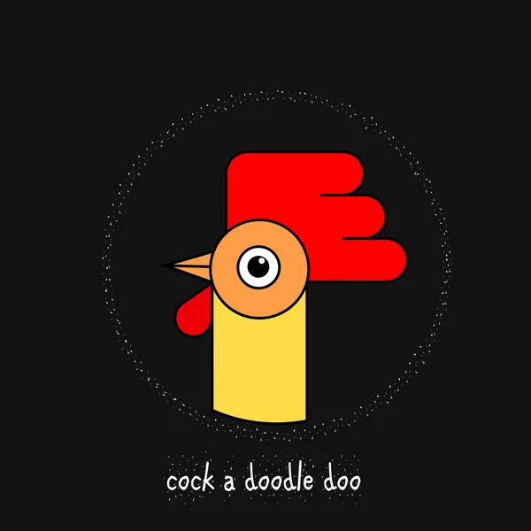 Lindo gallo logo. ilustración vector de dibujos animados — Vector de stock