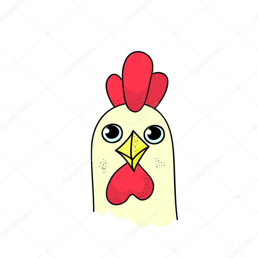 Cute logo rooster. cartoon vector illustration