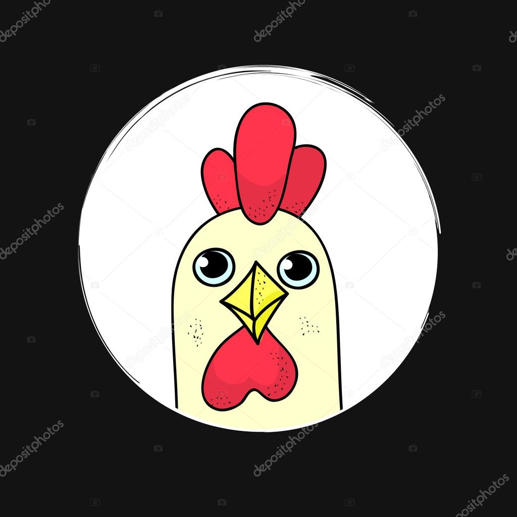 Cute logo rooster. cartoon vector illustration