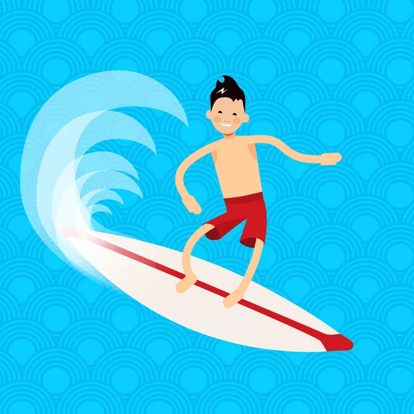 Carácter surfista vector fresco — Vector de stock