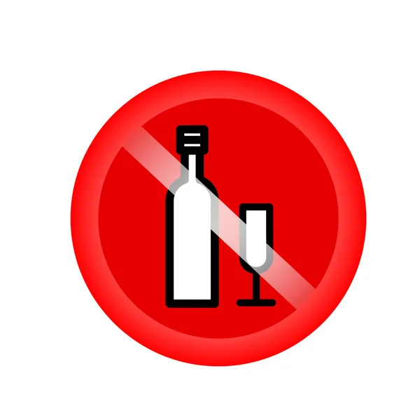 No alcohol drinks, prohibits sign vector. Red forbidding symbol — Stock Vector