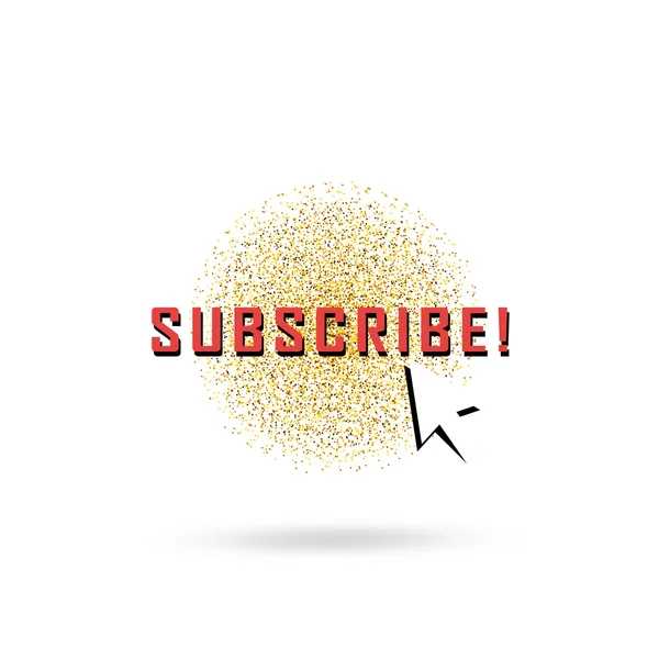 Gold vector subscribe button with cursor in golden flat design — Stock Vector